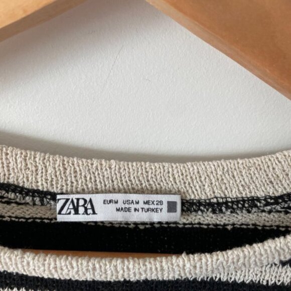 Zara 2 Piece Rustic Cropped Sweaters + Shorts Set Ecru Black Blogger Fav Medium - Picture 11 of 15